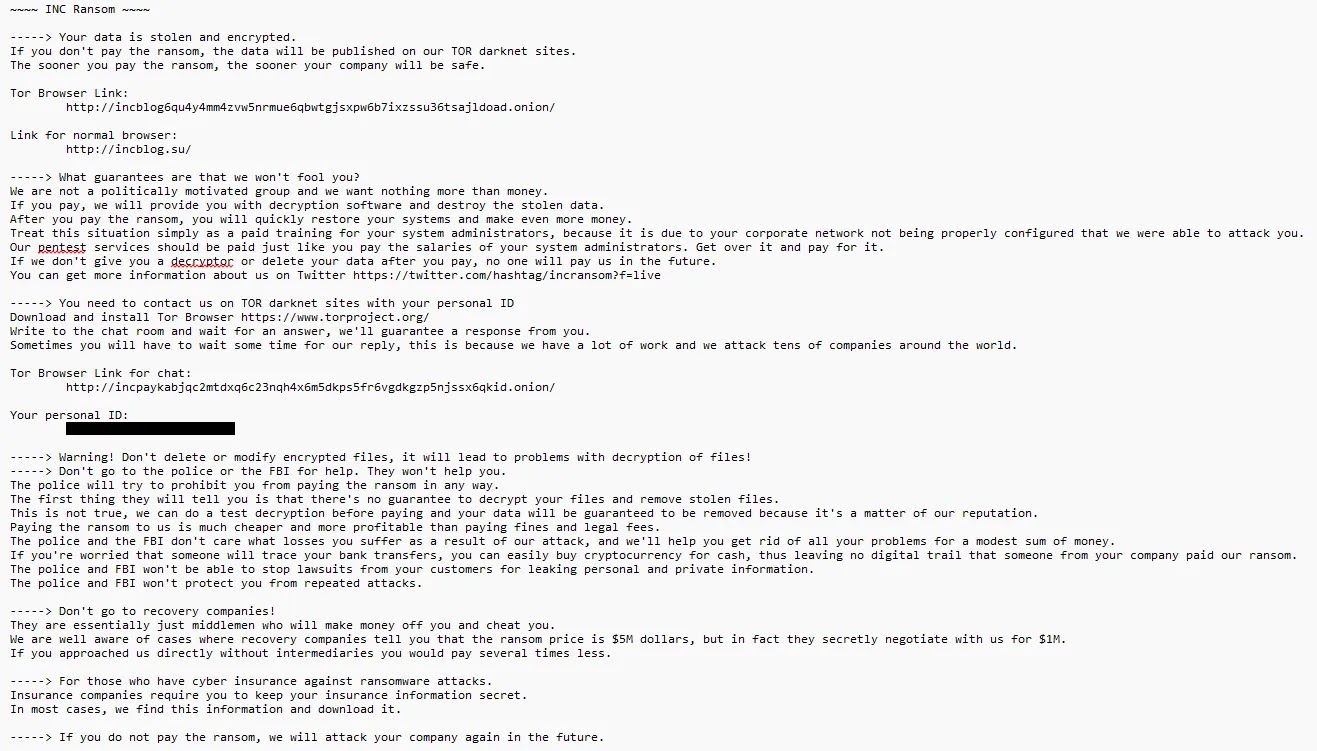 Ransom Note (Source - Acronis)