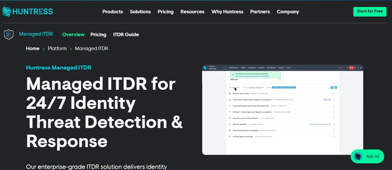 Huntress — Best ITDR for SMB and MSP