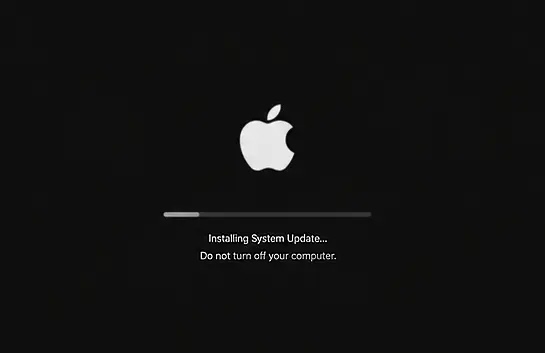 The browser-rendered fake macOS 'Installing System Update' screen (Source - AllSecure) 