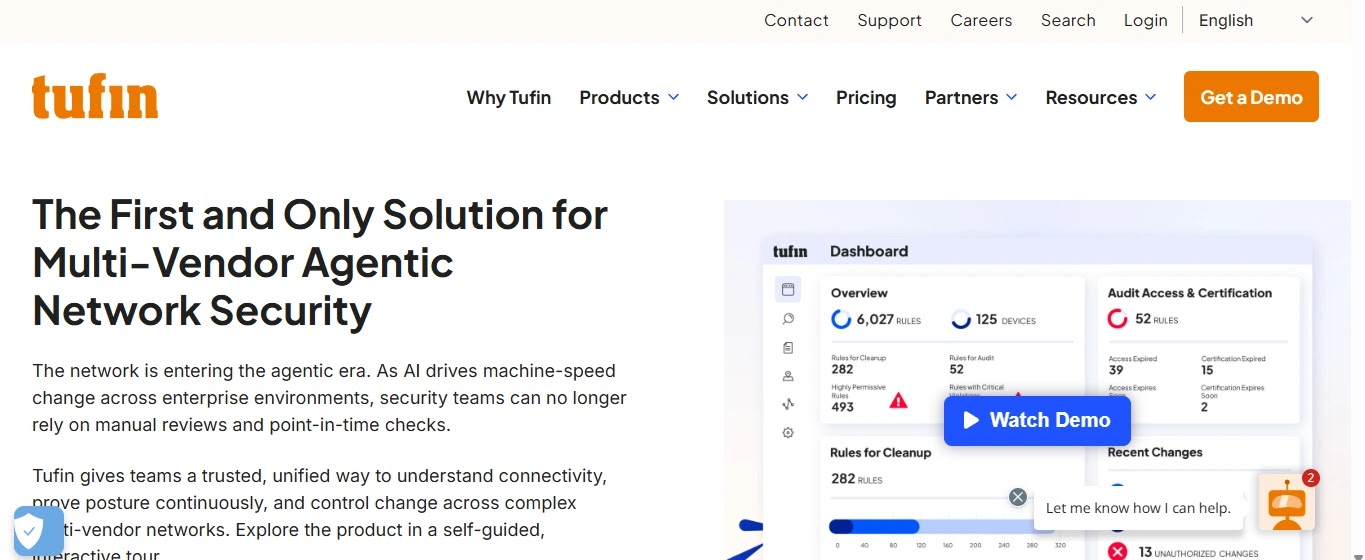 Tufin Orchestration Suite firewall policy change automation and topology map