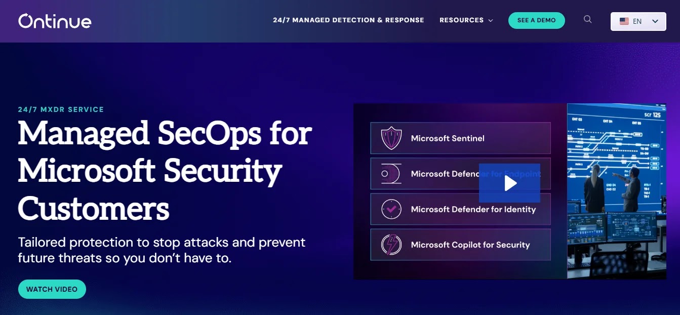 Ontinue managed XDR SOC threat detection and response