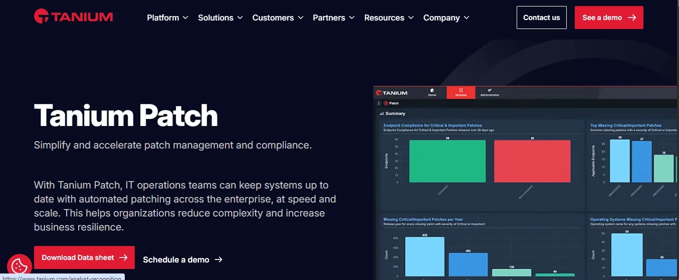 Tanium real-time endpoint query and patch deployment at scale