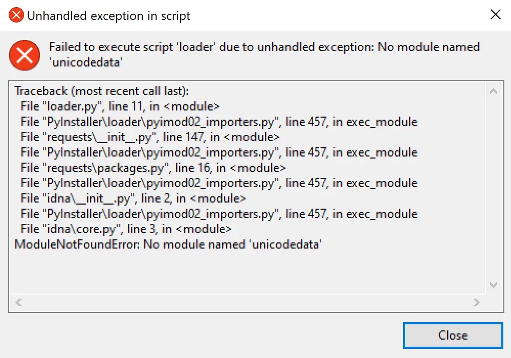 Error from executing first-stage loader (Source - Elastic)